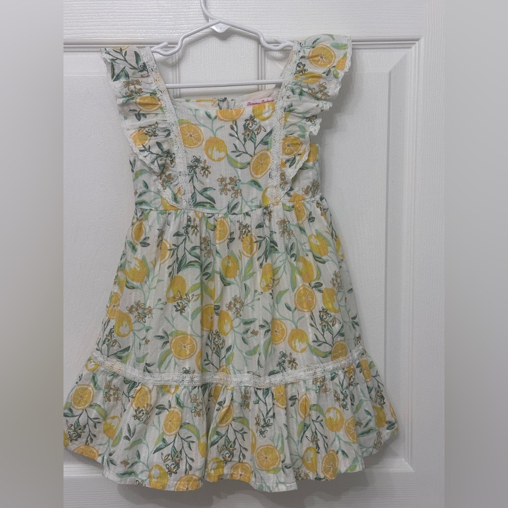 New Tommy Bahama Dress lemon print Toddler Girl Dress Size 5T 100% Cotton